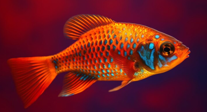 Premium AI Image A fish that is orange and blue with blue spots
