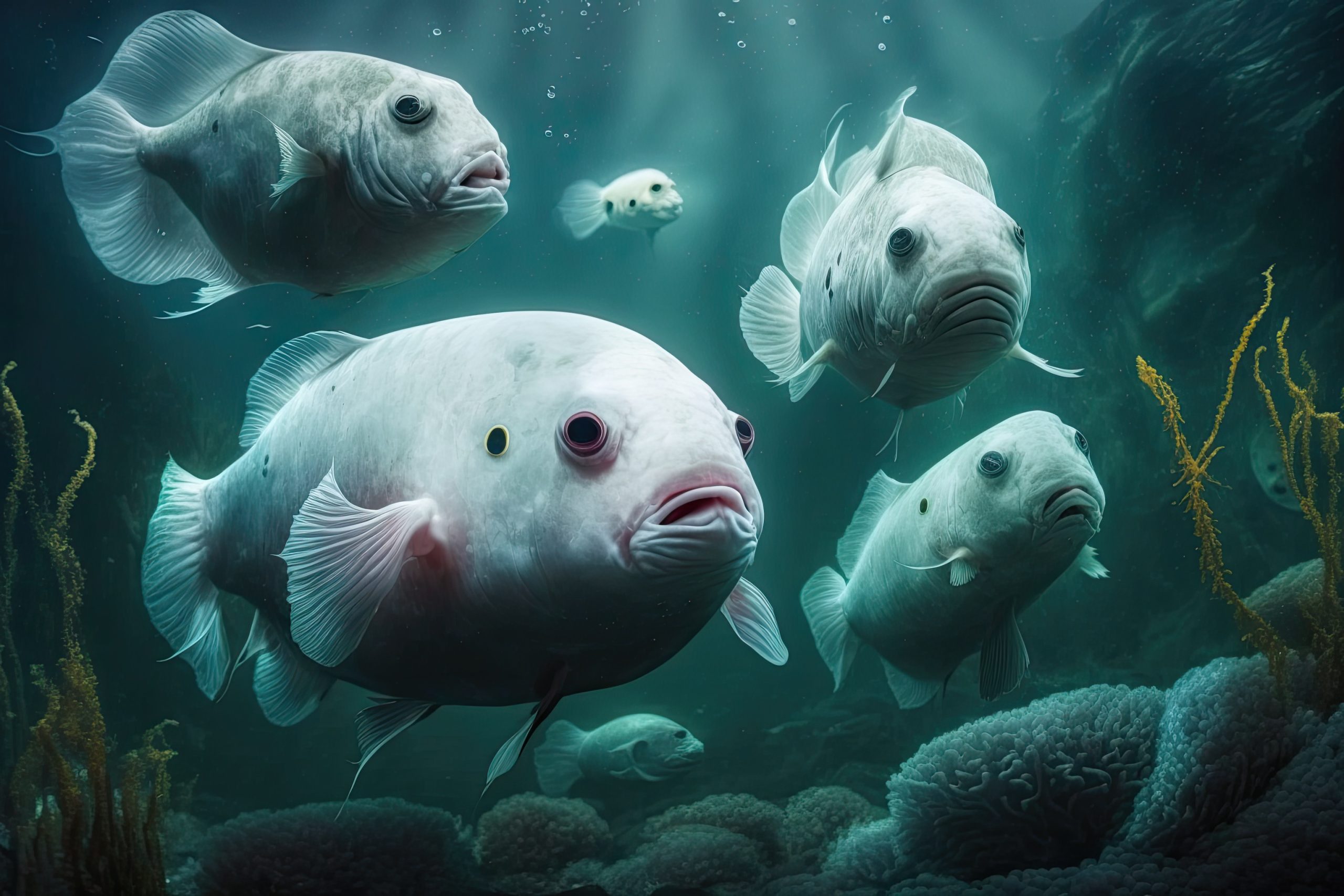 Blobfish Fish Underwater Lush Nature by Generative AI