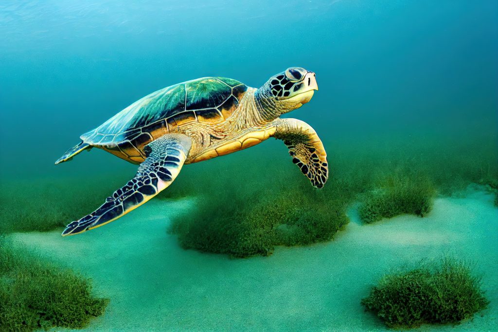 Exotic diving with sea turtle amazing underwater world